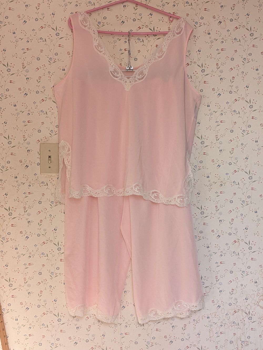 Soft Surroundings Pajamas Women's Pink Lace-Trim Sleep Set Loungewear XXL